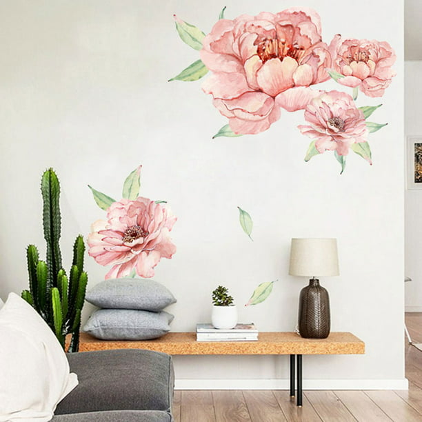 Large Peony Rose Flower Art Wall Sticker Living Room Home Background DIY Decal C 